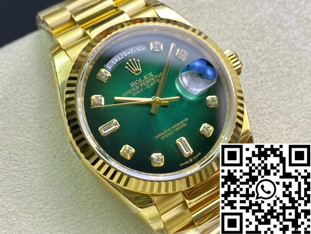 Gold EW Day-Date M128238-0069 Factory Green Gradual Yellow Dial Rolex 0223